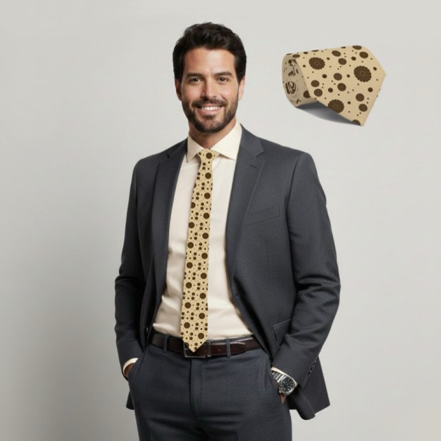 Cravate Dark Brown Micro Floral Sand Tie (Créateur téléchargé)