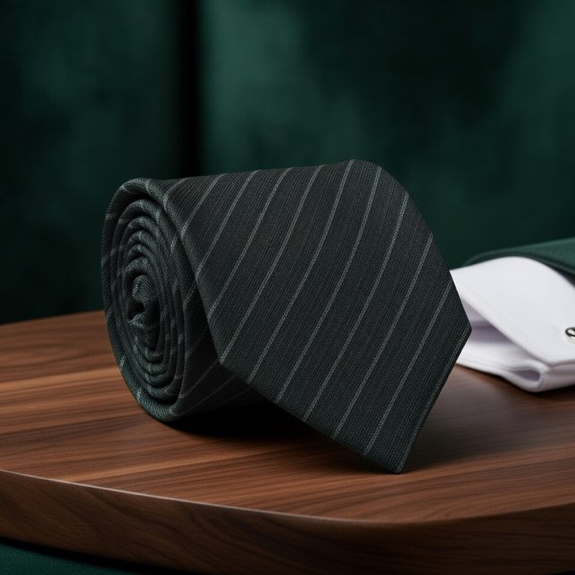 Cravate Dark Green  Subtle Vertical Stripe (Créateur téléchargé)