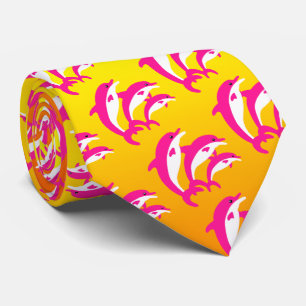 Cravate Dauphins roses dansant sous le soleil tropical