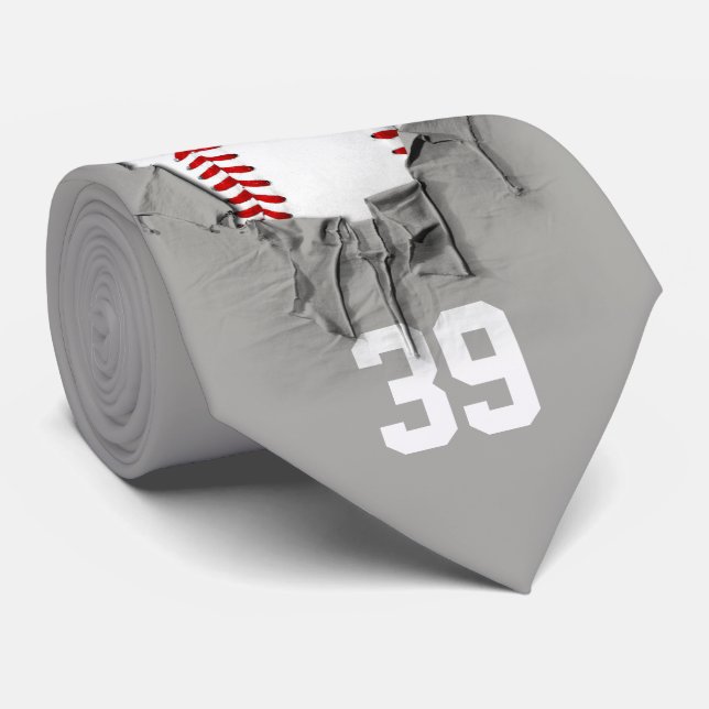 Cravate de baseball déchiré (noir/personnalisé) (Roulé)