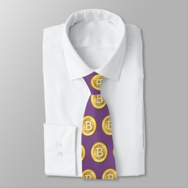 Cravate de Bitcoin avec l'arrière - plan pourpre (Attaché)
