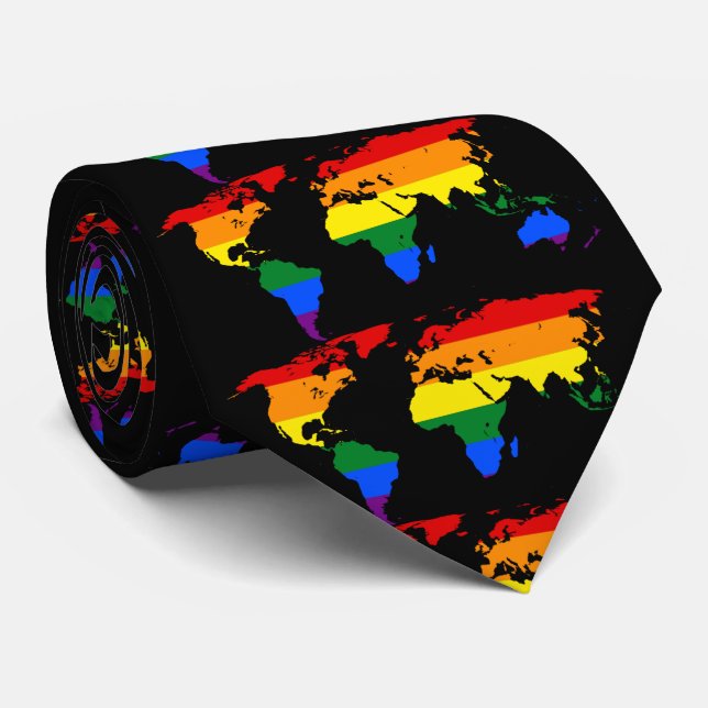 CRAVATE de carte LGBT Rainbow World (Roulé)
