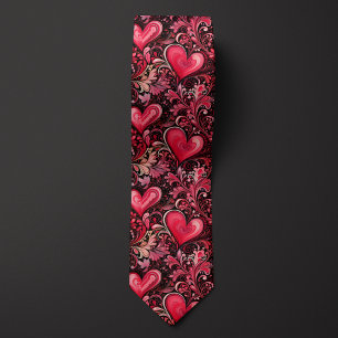 Cravate de coeur de Valentine inspirée du Batik ro