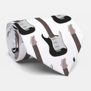 Cravate de conception de guitare électrique noire