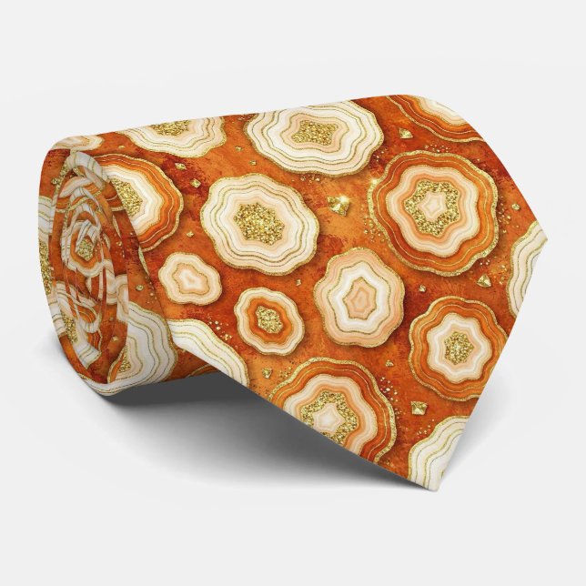 Cravate de costume de luxe | Tie Rust + Geode Or (Roulé)