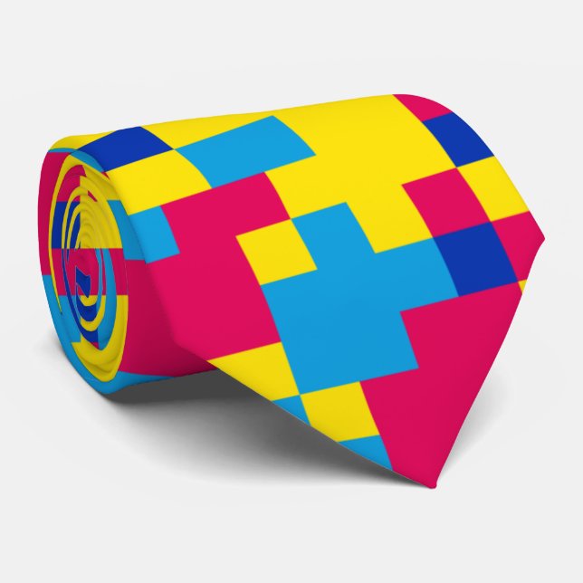 cravate de couleurs motif de pixel amusant (Roulé)