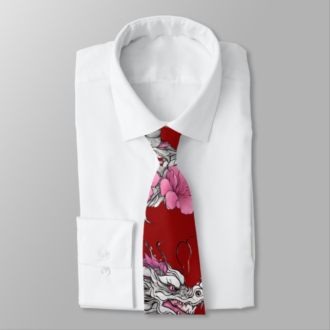Cravate de dragon de fleurs (Attaché)