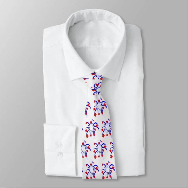Cravate de feux d'artifice patriotique pour hommes (Attaché)