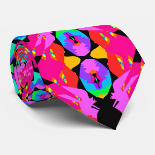 Cravate de fractale d'éclaboussure de Flamant ros