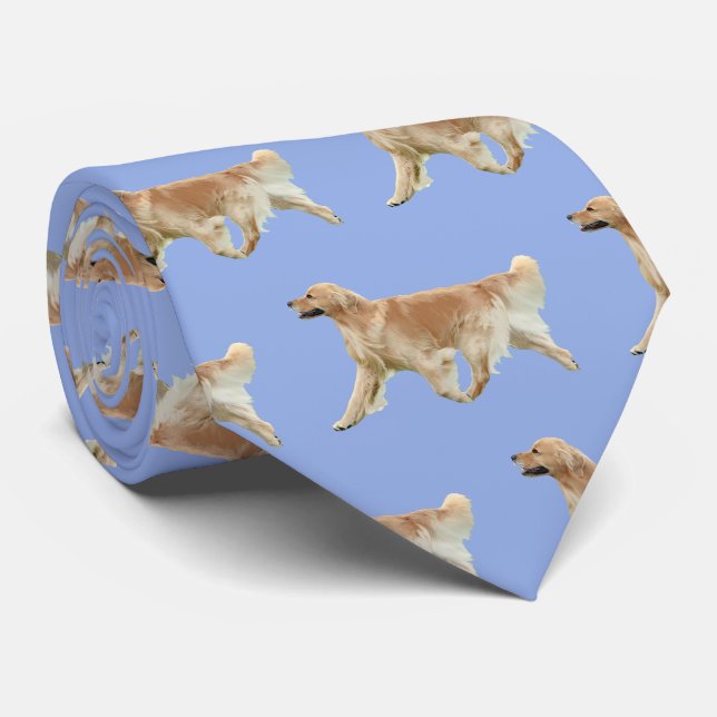Cravate de golden retriever bleu-clair (Roulé)
