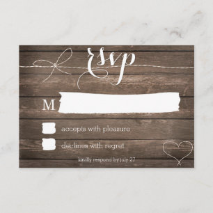 Cravate de la carte RSVP de mariage en bois rustiq