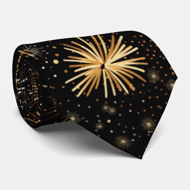 Cravate de la fête du feu d'artifice d'or noir (Roulé)