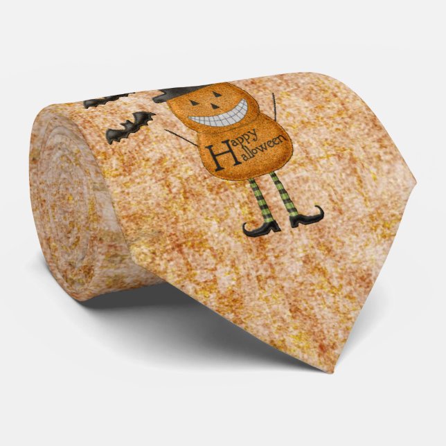 Cravate de l'homme Citrouille lunatique d'Hallowee (Roulé)