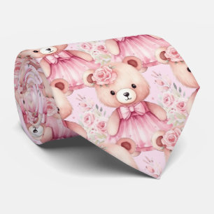 Cravate de l'ours en peluche rose