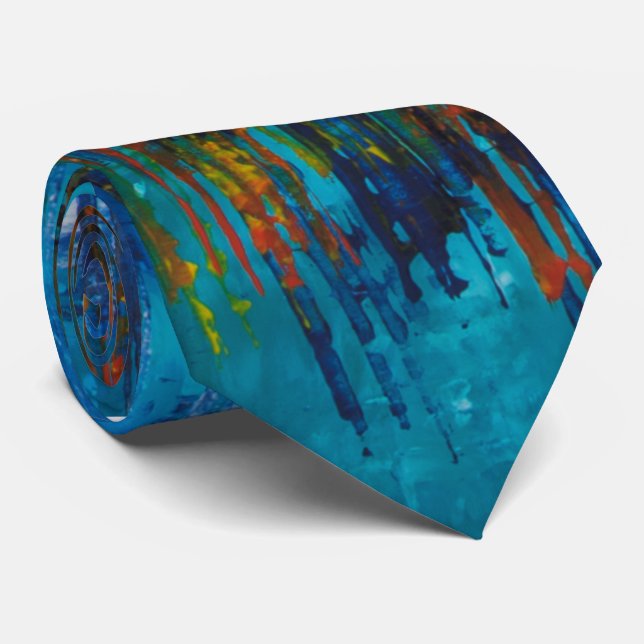 Cravate de luxe abstraite de bleu (Roulé)