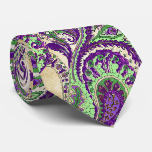Cravate de Mariage Paisley violet et vert