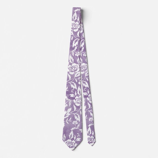 Cravate de modèle floral pourpre (Devant)