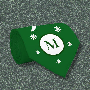 Cravate de monogramme Emerald Green Flower