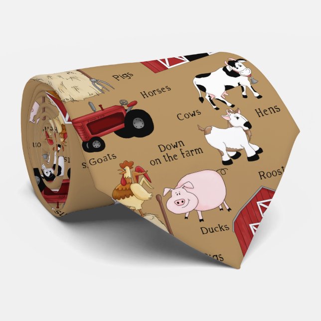 Cravate de motif de ferme de pays d'amusement (Roulé)