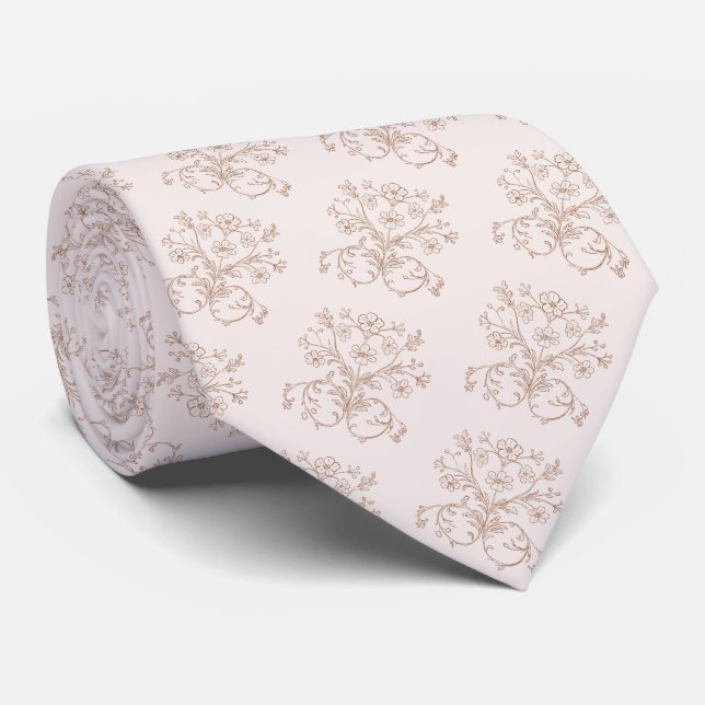 Cravate de motifs floraux beiges délicats (Roulé)