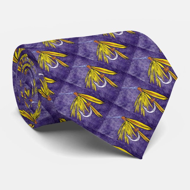 cravate de mouche "Jaune et or" truite (Roulé)