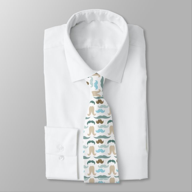 Cravate de moustache à carreaux blancs pour hommes (Attaché)