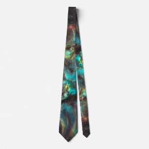 Cravate de nébuleuse de crabe turquoise et rouille