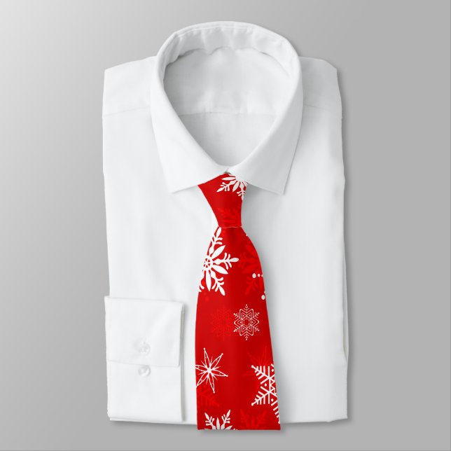 Cravate de Noël aux flocons de neige (Attaché)