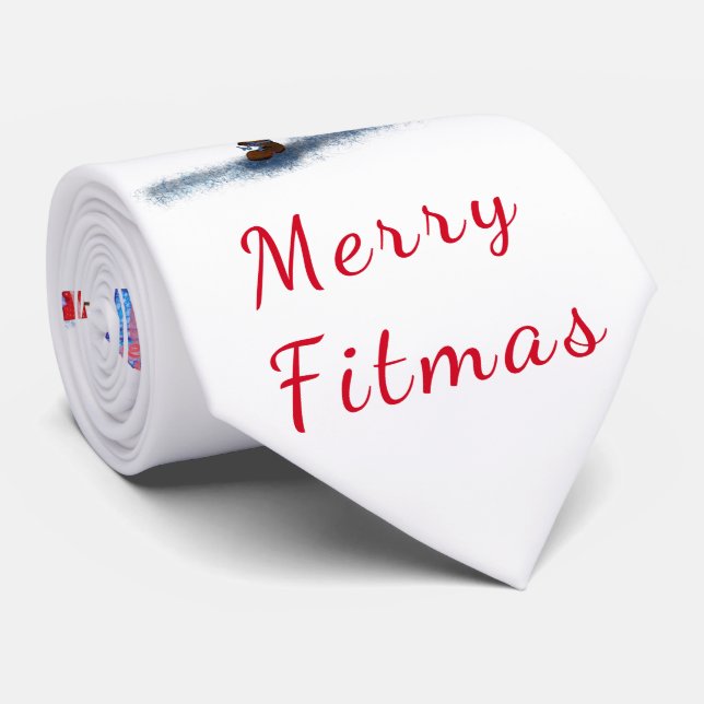 Cravate de Noël Bodybuilder Père Noël avec cadeaux (Roulé)