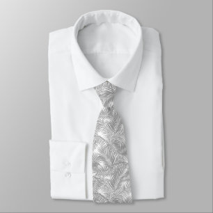 Cravate de palmier tropical gris-blanc moderne