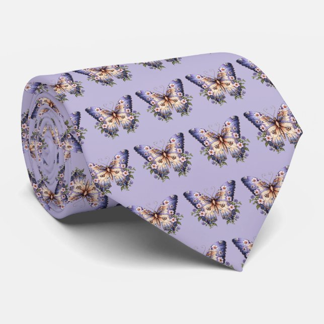 Cravate de papillons pourpre bleu (Roulé)