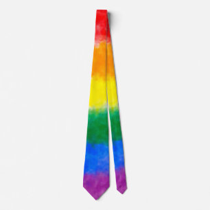 Cravate de peinture à l'aquarelle arc-en-ciel