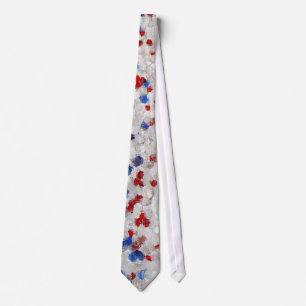 Cravate de pierres en verre rouge blanc bleu
