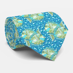 Cravate de poisson bleu