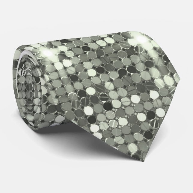 Cravate de séquence Disco Sparkle Argent (Roulé)