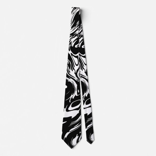 Cravate de style noir et blanc Abstrait (Devant)
