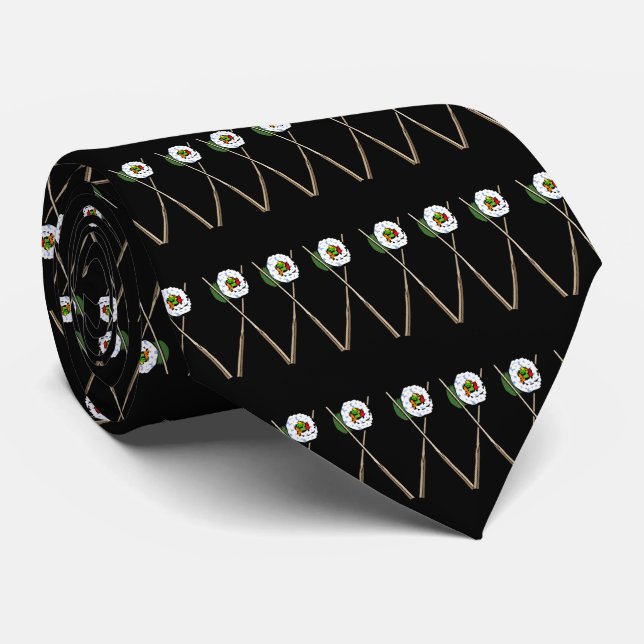 Cravate de sushi noir (Roulé)