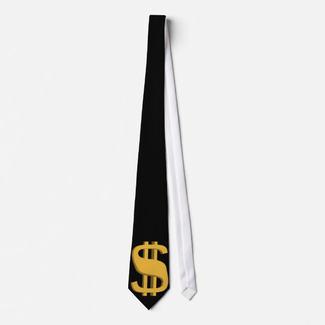 Cravate de symbole dollar de l'or 3D (Devant)