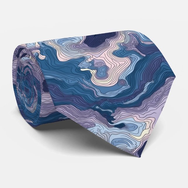 Cravate de topographie bleu et violet (Roulé)