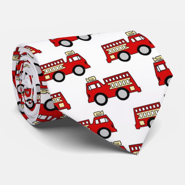 Cravate de travail de motif de camion de pompiers (Roulé)