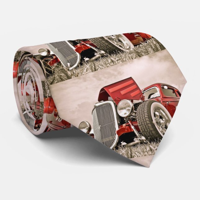 Cravate de voiture rouge Vintage classique (Roulé)