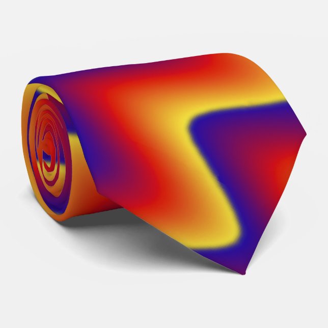 cravate de zigzag, rouge, bleu, jaune (Roulé)