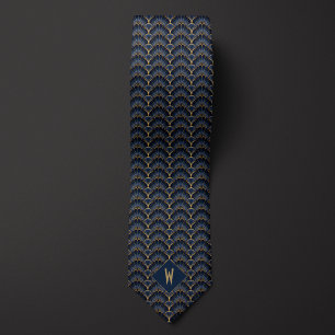Cravate Déco Art déco Bleu et Or