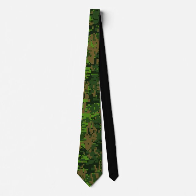 Cravate Décor de Camouflage vert numérique de style Woodla (Devant)