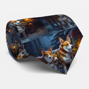 Cravate Décor de Noël Basenji Snowy Sleigh