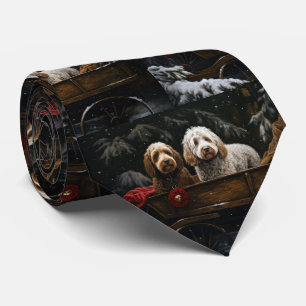 Cravate Décor de Noël Cockapoo Snowy Sleigh