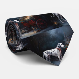 Cravate Décor de Noël Dalmatien Snowy