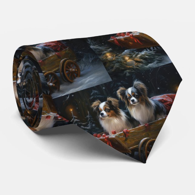 Cravate Décor de Noël Papillon Snowy Sleigh (Roulé)