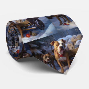 Cravate Décor de Noël Pitbull Snowy Sleigh