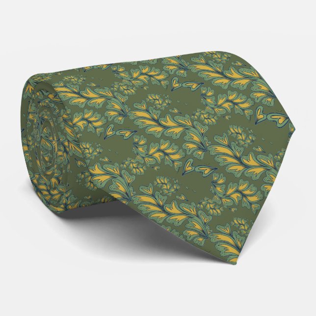 Cravate Décoration de feuille vert (Roulé)